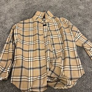 Thin flannel. Brown and cream. Size: small. Thin, worn once. Brand:DESSIN STUDIO